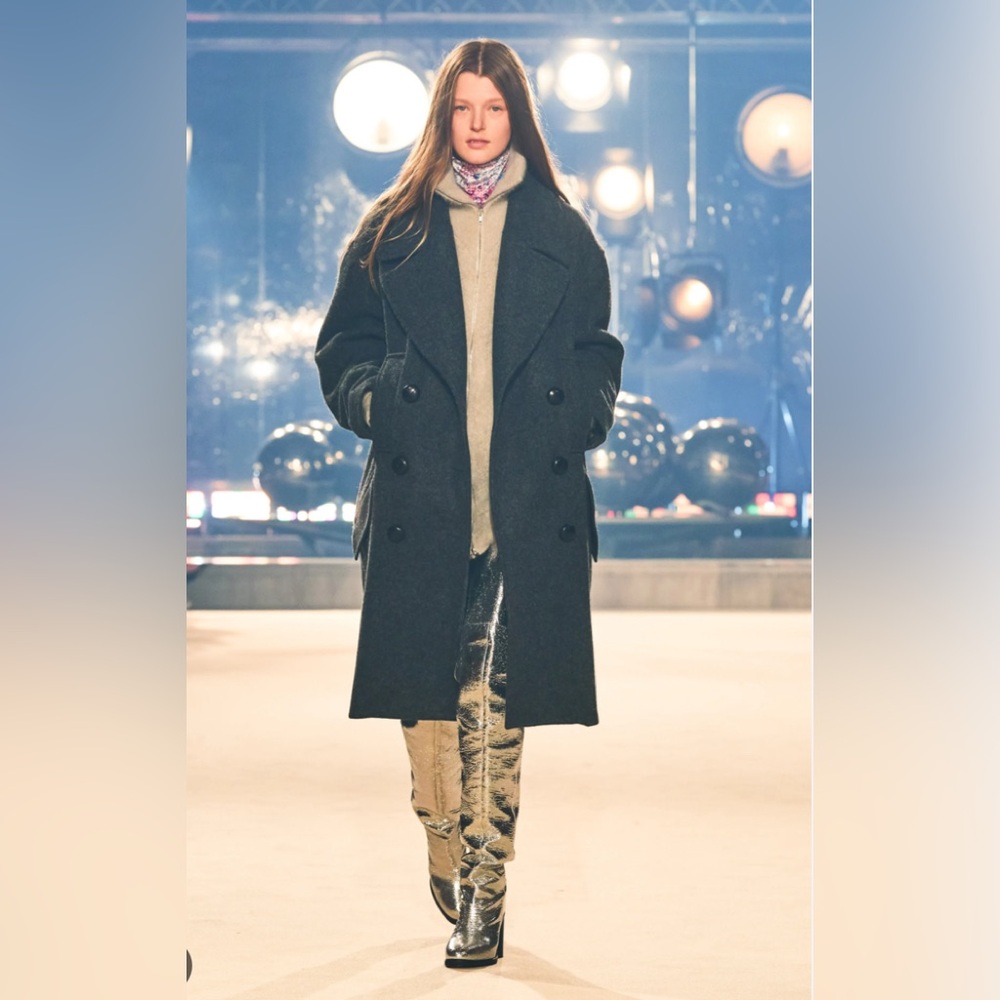 ISABEL MARANT OVERSIZE GREY WOOL DOUBLE BREASTED MAYETIM COAT SZ 34